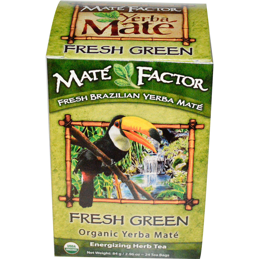 Mate Factor, Yerba Mate, verde fresco, 24 bustine di tè, 2,96 once (84 g)