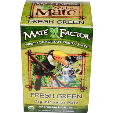 Mate Factor, Yerba Mate, ירוק טרי, 24 שקיקי תה, 2.96 אונקיות (84 גרם)