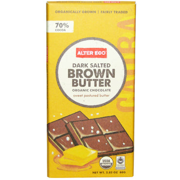 Alter Eco, chocolate, mantequilla marrón oscura con sal, 80 g (2,82 oz)