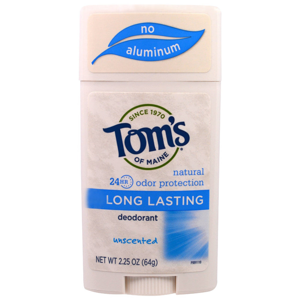 Tom's of Maine, 天然持続性消臭剤、無香料、2.25 オンス (64 g)