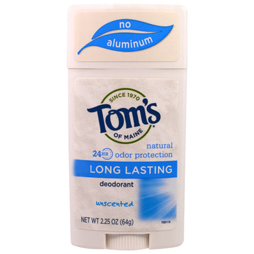 Tom's of Maine, naturlig langtidsholdbar deodorant, uparfumeret, 2,25 oz (64 g)
