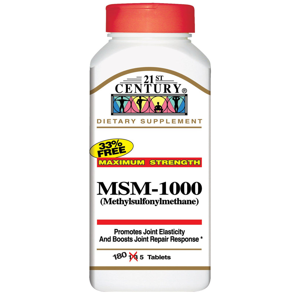 21st Century, MSM-1000 maksimal styrke, 1000 mg, 180 tabletter