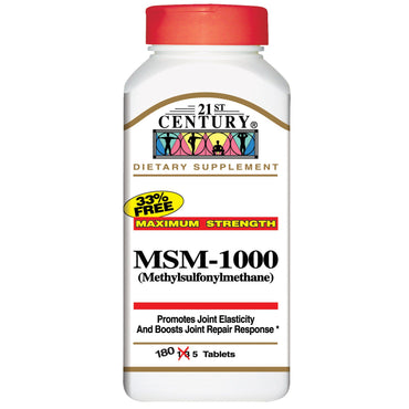 21st Century, MSM-1000 potencia máxima, 1000 mg, 180 tabletas