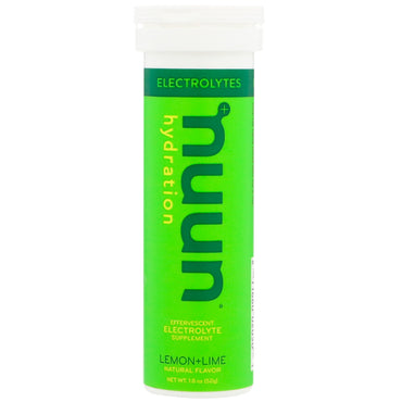 Nuun, hydratation, supplément d'électrolytes effervescents, citron+lime, 10 comprimés