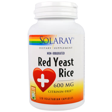 Solaray, levadura de arroz roja, 600 mg, 120 cápsulas vegetales