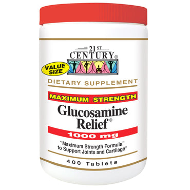 21st Century, Alivio de glucosamina, potencia máxima, 1000 mg, 400 tabletas