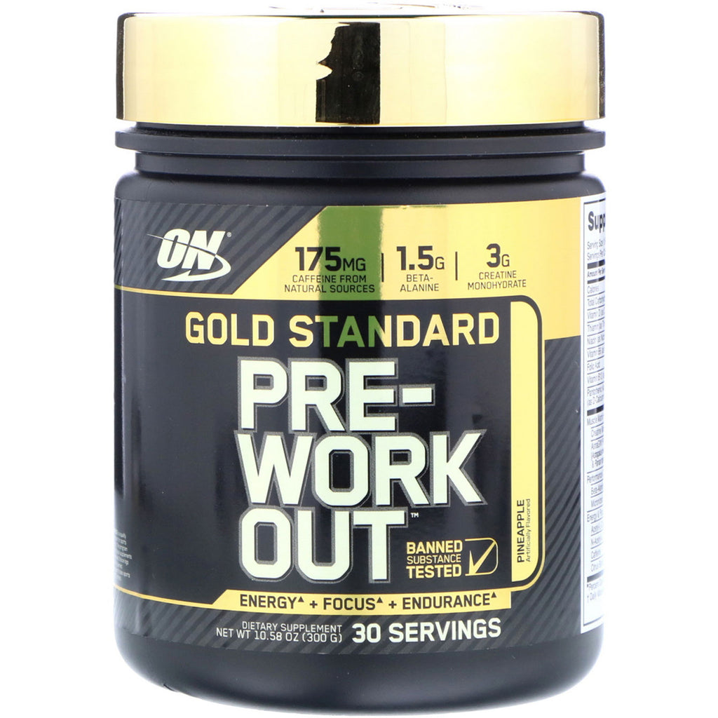 Optimale voeding, Gouden Standaard, Pre-workout, Ananas, 10.58 oz (300 g)
