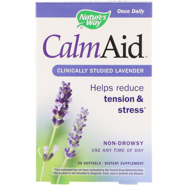Nature's Way, CalmAid, klinisk studert lavendel, 30 softgels