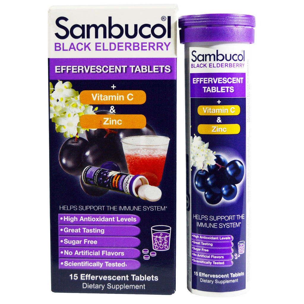 Sambucol, sabugueiro preto, comprimidos efervescentes, 15 comprimidos efervescentes