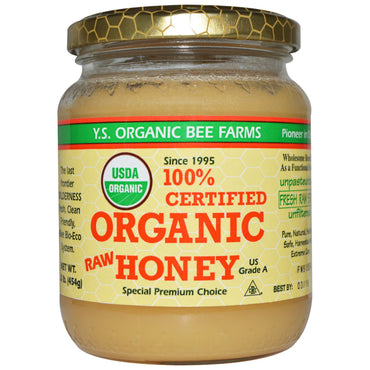 YS Eco Bee Farms, 100 % certificeret rå honning, 1,0 lb (454 g)