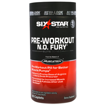Six Star, Six Star Pro Nutrition, Pre-Workout, N.O. Fury, Elite Series, 60 Caplets