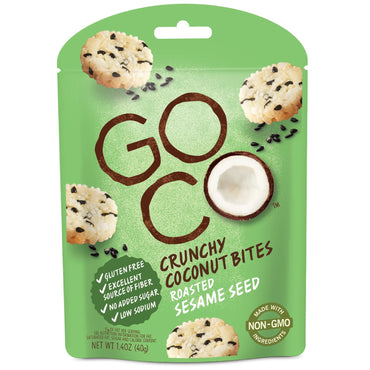 GoCo, mușcături crocante de nucă de cocos, semințe de susan prăjite, 1,4 oz (40 g)
