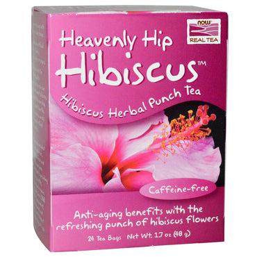 Now Foods, Real Tea, Heavenly Hip Hibiscus, sans caféine, 24 sachets de thé, 1,7 oz (48 g)
