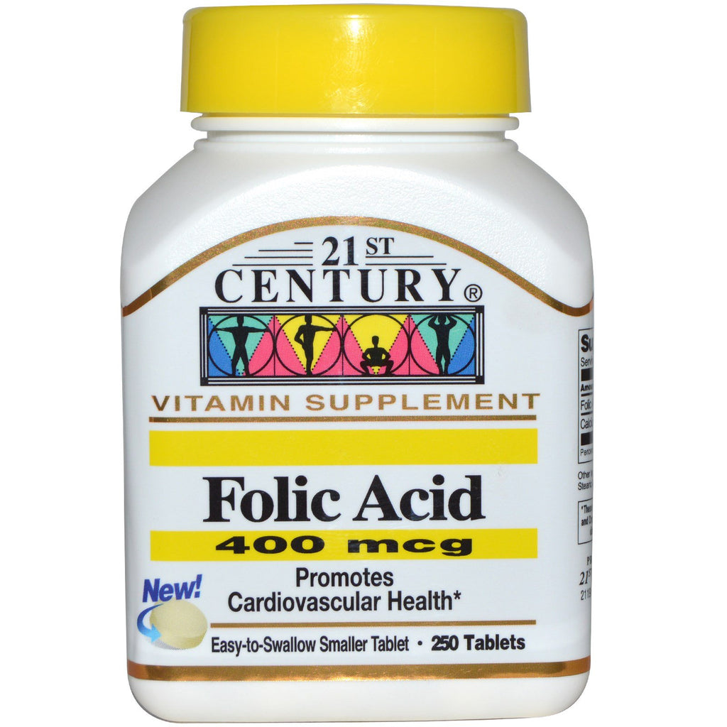 21e siècle, Acide folique, 400 mcg, 250 comprimés