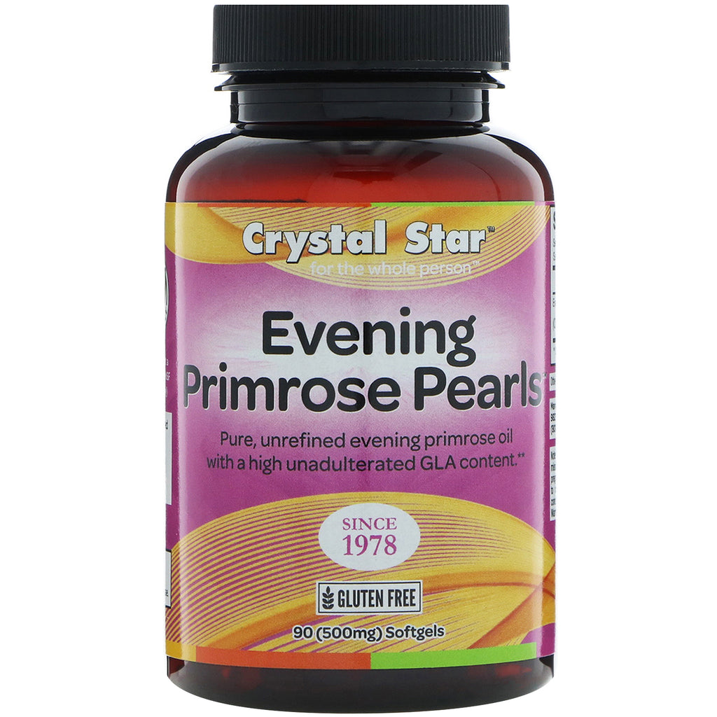 Crystal Star, Nachtkerzenperlen, 500 mg, 90 Kapseln