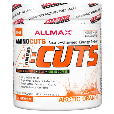 ALLMAX Nutrition, أمينوكوتس (ACUTS)، BCAA لإنقاص الوزن (CLA + توراين + قهوة خضراء)، برتقال قطبي، 7.4 أونصة (210 جم)