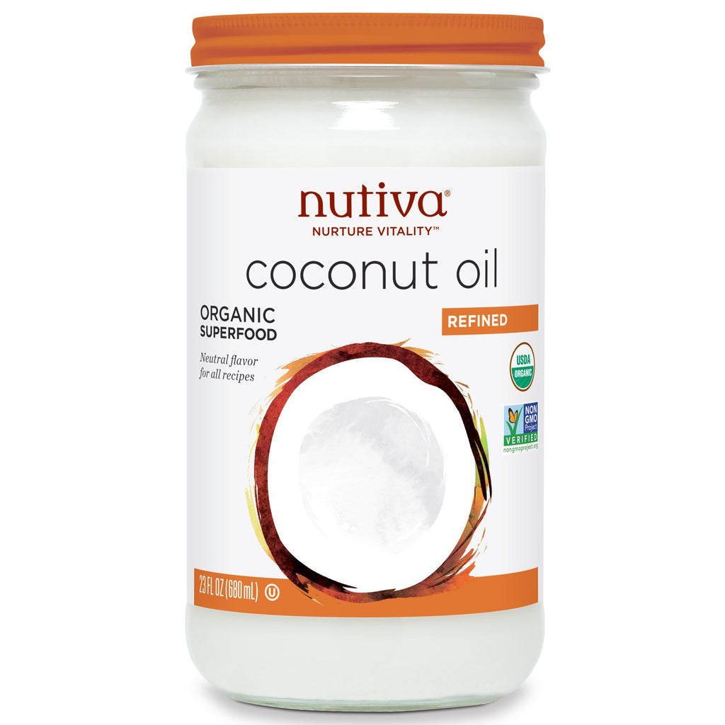 Nutiva, Olej kokosowy, rafinowany, 23 uncji (680 ml)