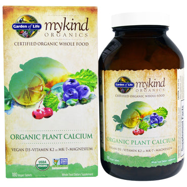 Garden of Life, MyKind s, calcio vegetal, 180 comprimidos veganos