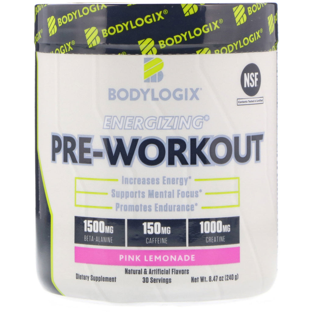 Bodylogix, pre-allenamento energizzante, limonata rosa, 240 g (8,47 once)