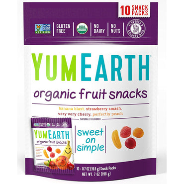 YumEarth, Snacks aux fruits, Original, 10 paquets, 0,7 oz (19,8 g) chacun
