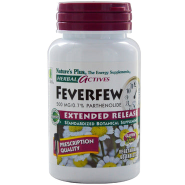 Nature's Plus, Herbal Actives, Feverfew, Extended Release, 500 mg, 60 Tabs