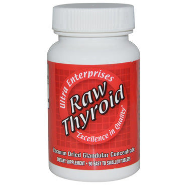 Entreprises ultra glandulaires, thyroïde crue, 90 comprimés faciles à avaler