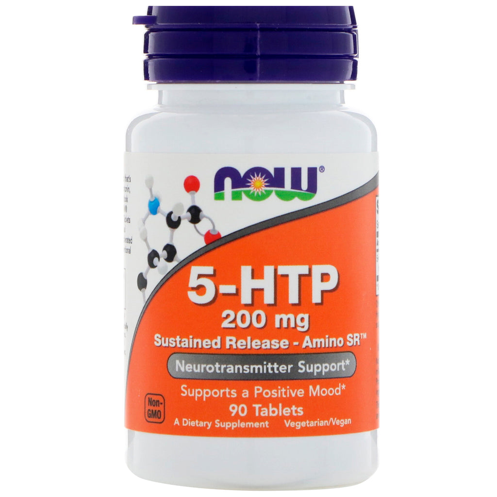 Now Foods, 5-HTP, Sustained Release - Amino SR, 200 mg, 90 tabletter