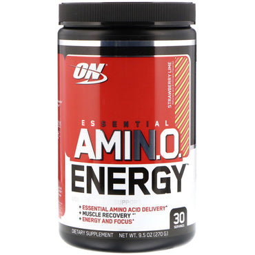 Optimal ernæring, Essential Amin.O. Energi, Strawberry Lime, 9,5 oz (270 g)