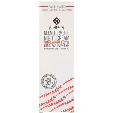 Alaffia, Neem Turmeric Night Cream with Samphire & Lotus, 3 fl oz (88 ml)