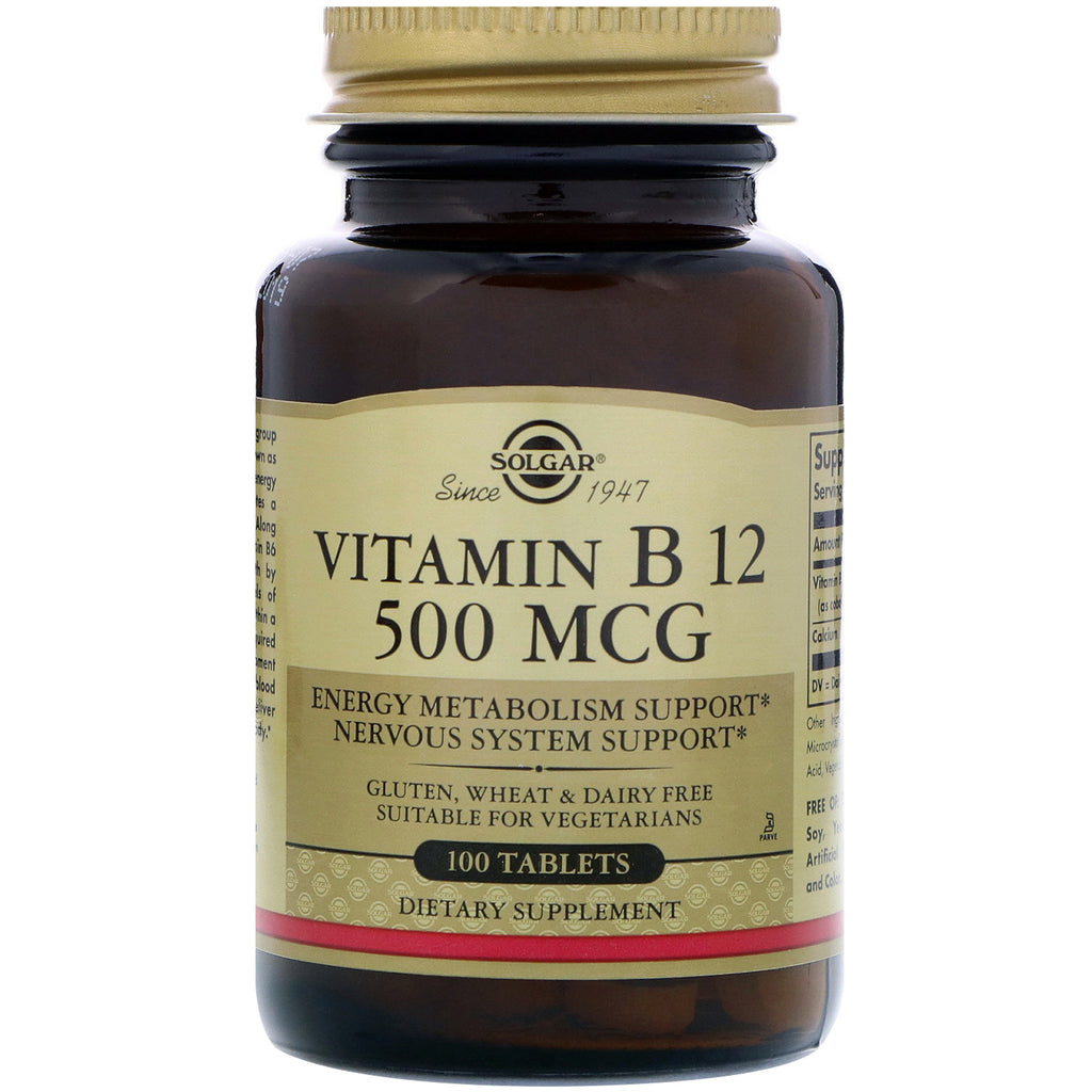 Solgar, vitamin B12, 500 mcg, 100 tabletter