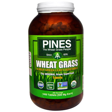 Pines International, Hierba de trigo Pines, 500 mg, 1400 tabletas