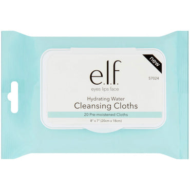 E.L.F. Cosmetics, Hydrating Water, Cleansing Cloths, 20 Pre-Moistened Cloths