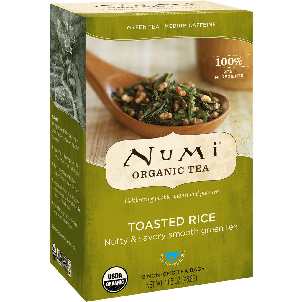 Numi Tea, té, té verde, arroz tostado, 18 bolsitas de té, 1,65 oz (46,8 g) cada una
