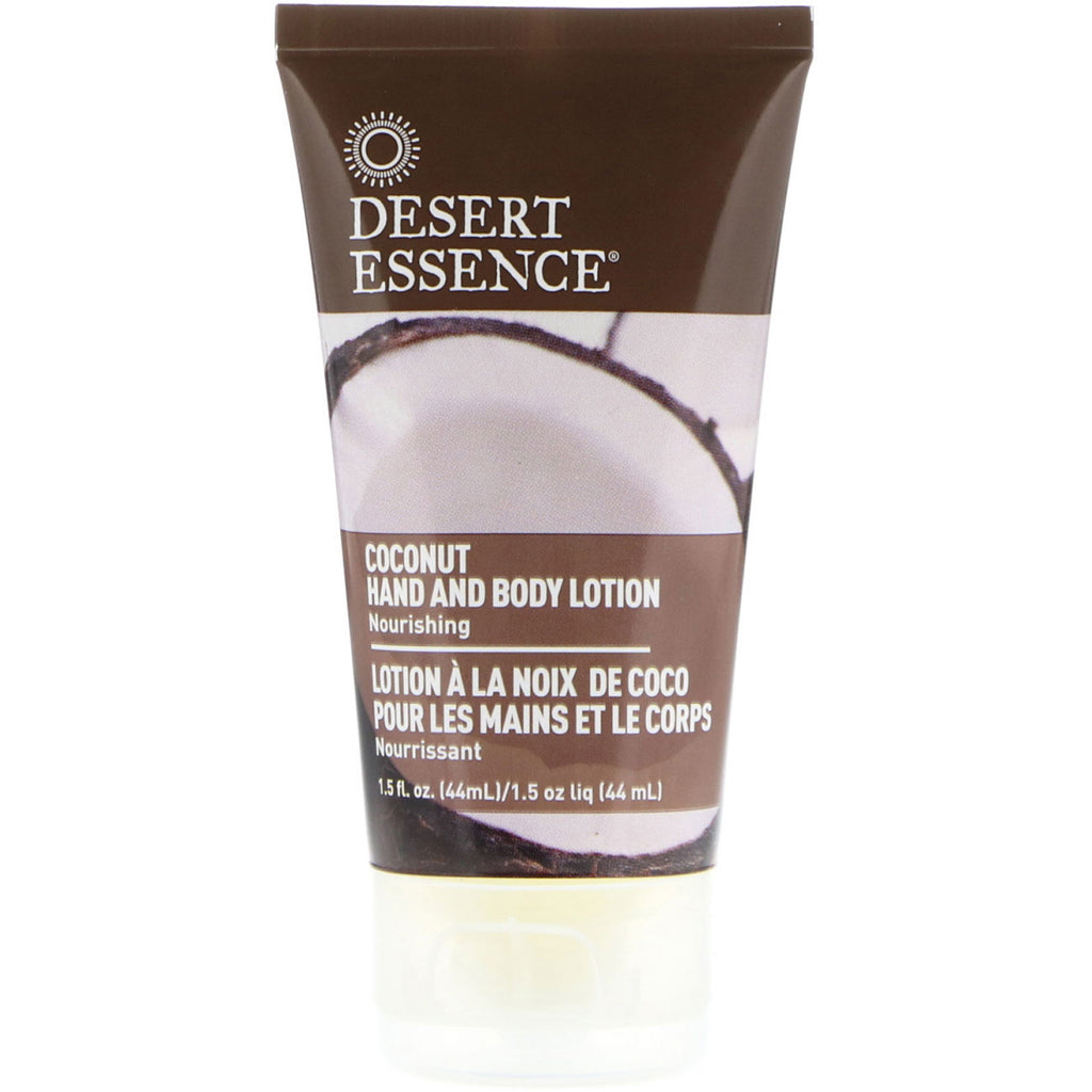 Desert Essence, Tamanho de Viagem, Loção Corporal e Mãos de Coco, 44 ​​ml (1,5 fl oz)