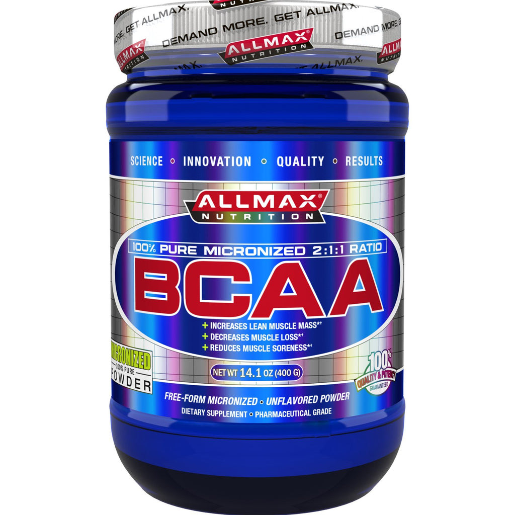 ALLMAX Nutrition, 100 % ren mikroniserad BCAA, grenade aminosyror av japansk kvalitet, glutenfri, 80 portioner, 400 g