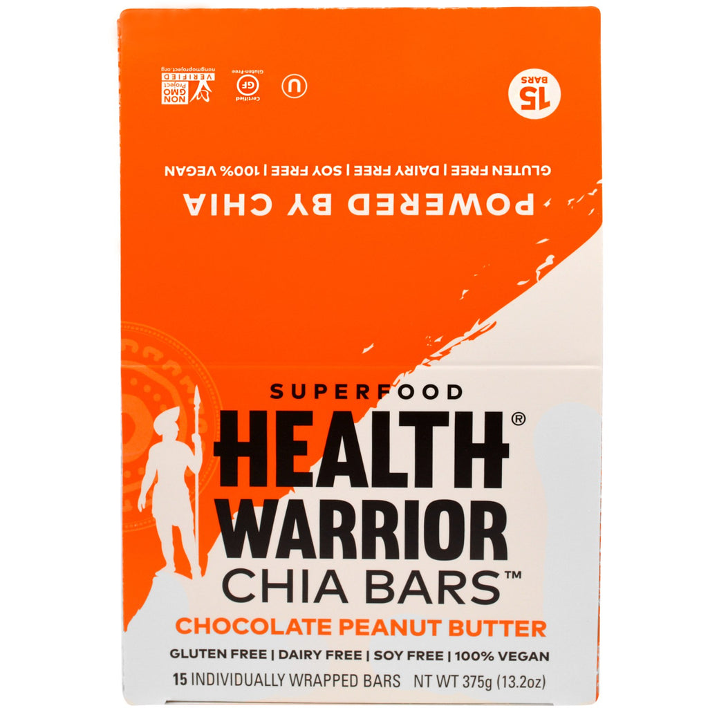 Health Warrior, Inc., เชียบาร์, เนยถั่วช็อกโกแลต, 15 บาร์, 13.2 ออนซ์ (375 กรัม)