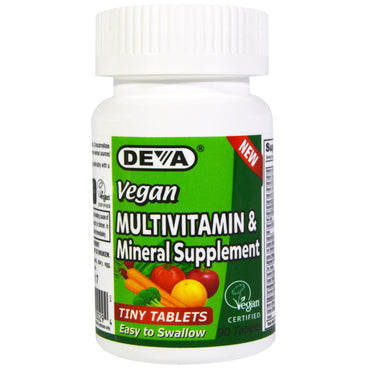 Deva, suplemento vegano, multivitamínico e mineral, comprimidos minúsculos, 90 comprimidos