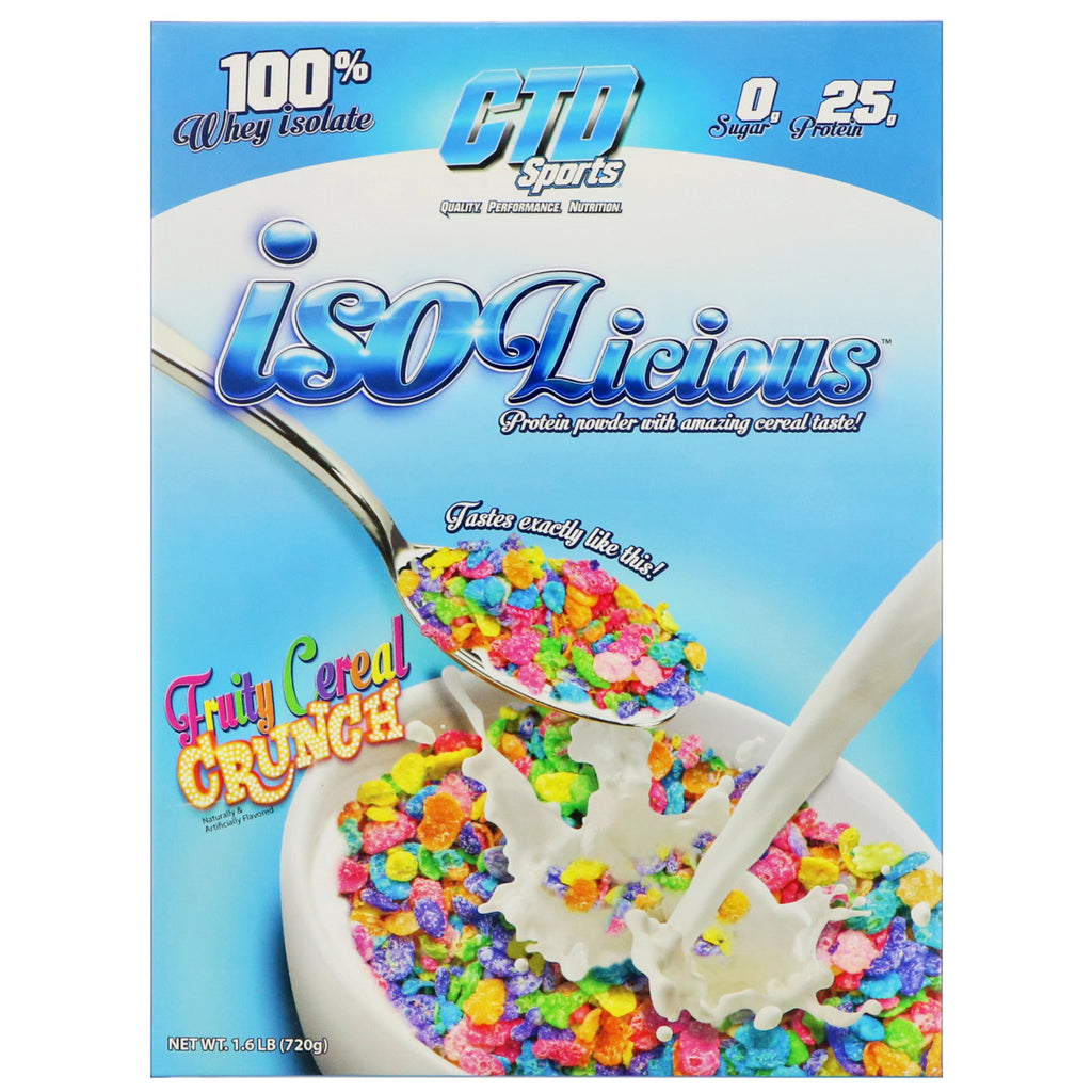 CTD Sports, pudră de proteine ​​izolicioase, cereale crocante fructate, 1,6 lb (720 g)