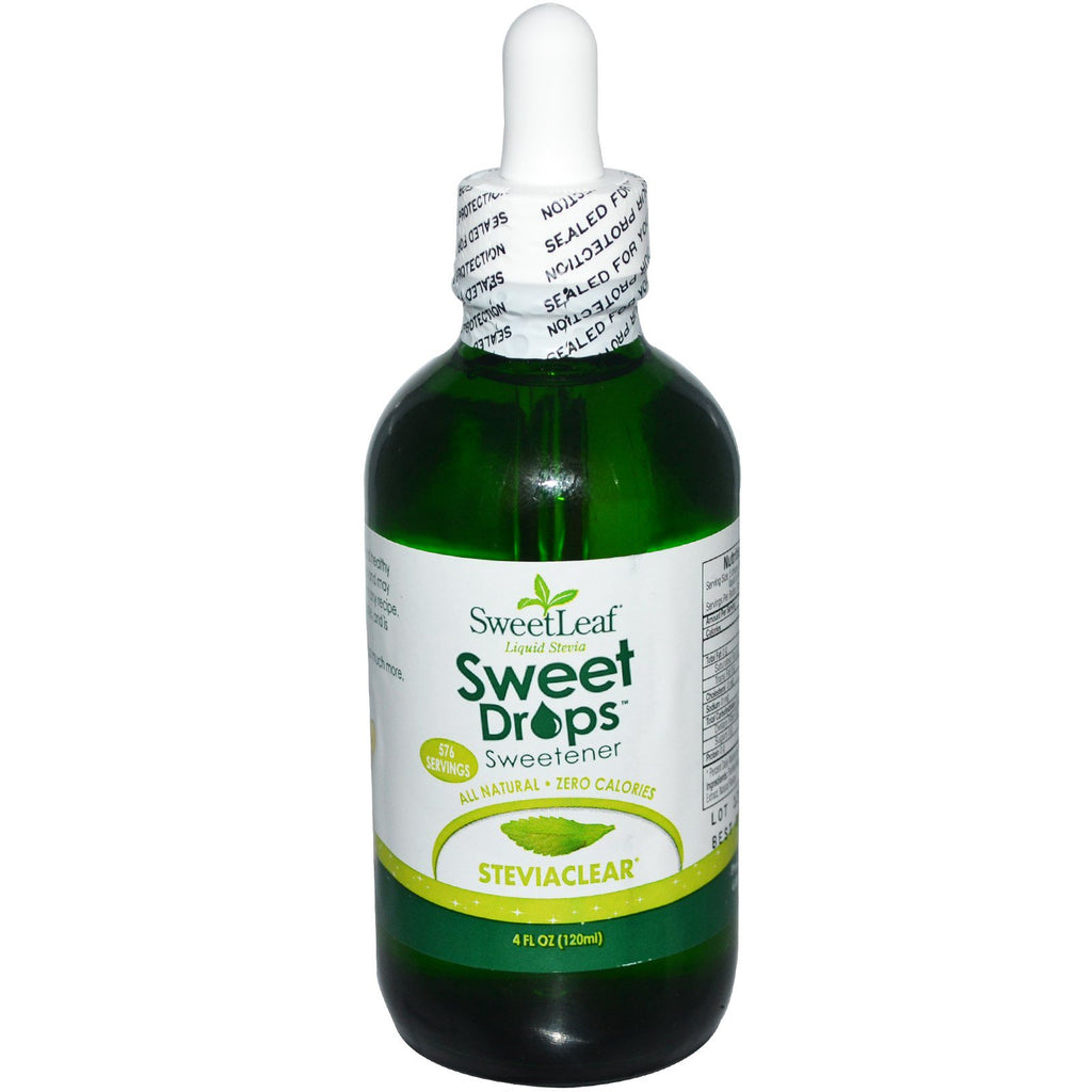 Wisdom Natural, SweetLeaf, Stevia líquida, edulcorante en gotas dulces, 4 fl oz (120 ml)