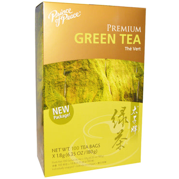 Prince de la Paix, Thé vert de qualité supérieure, 100 sachets de thé, 1,8 g chacun