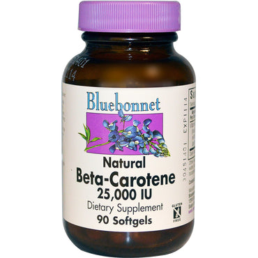 Nutrição Bluebonnet, beta-caroteno natural, 25.000 UI, 90 cápsulas moles