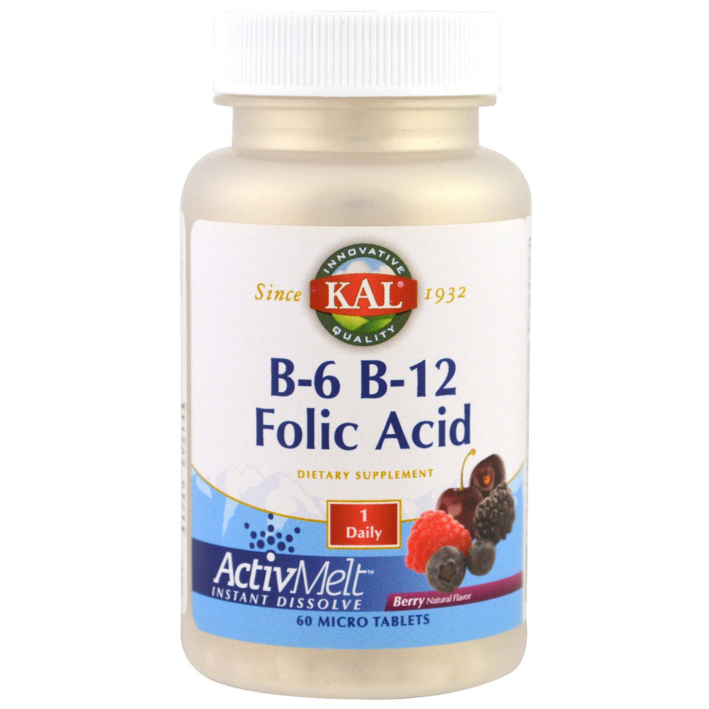KAL, ácido fólico B-6 B-12, baya, 60 microtabletas