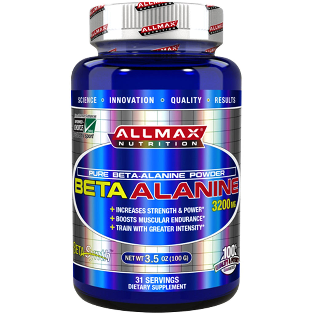 ALLMAX Nutrition, 100% czystej beta-alaniny, maksymalna siła + wchłanianie, 3200 mg, 3,5 uncji (100 g)