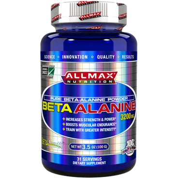 ALLMAX Nutrition, 100% Pure Beta-Alanine Maximum Strength + Absorption, 3200 mg, 3.5 oz (100 g)