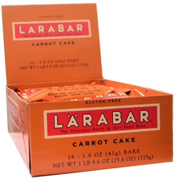 Larabar, كعكة الجزر، 16 قطعة، 1.6 أونصة (45 جم) لكل قطعة