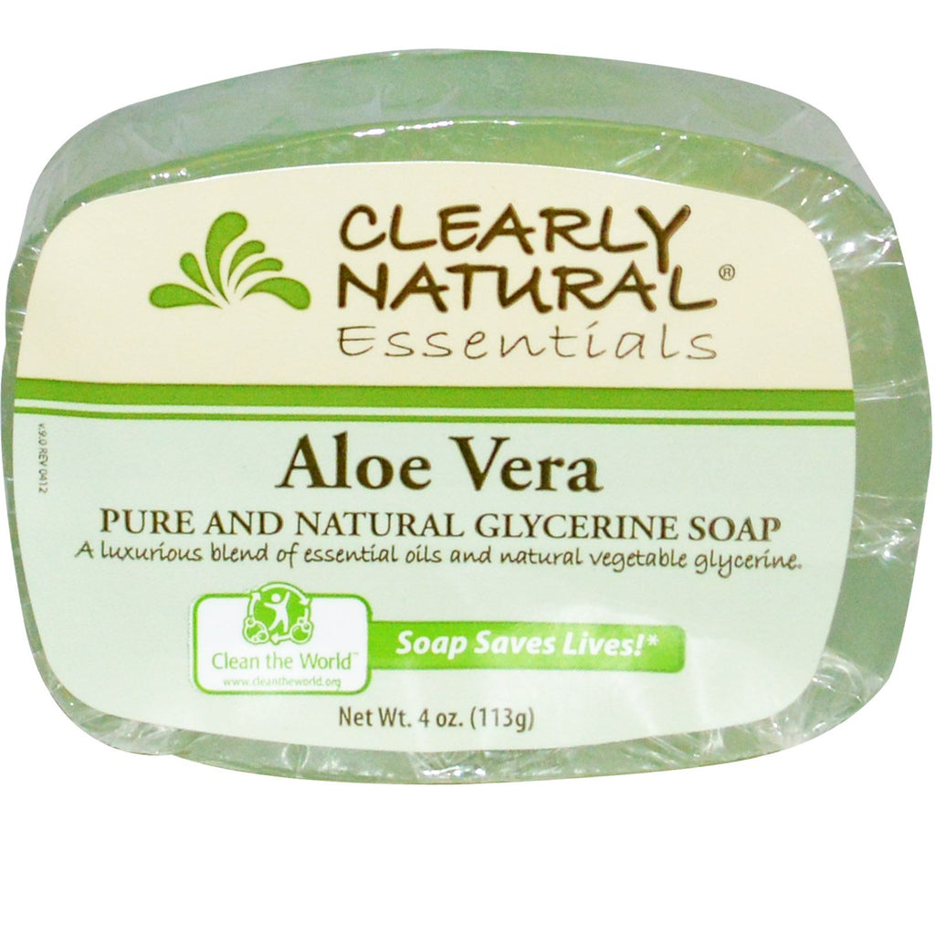 Klart naturligt, essentielt, ren og naturlig glycerinsæbe, Aloe Vera, 4 oz (113 g)