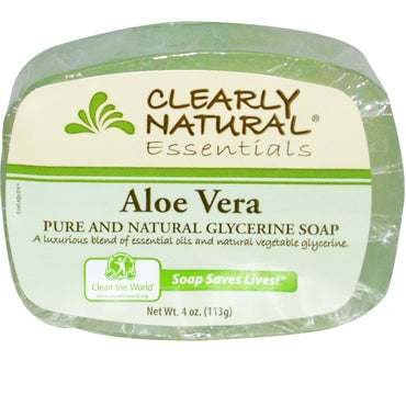 Clearly Natural, Essentials, jabón de glicerina pura y natural, aloe vera, 4 oz (113 g)