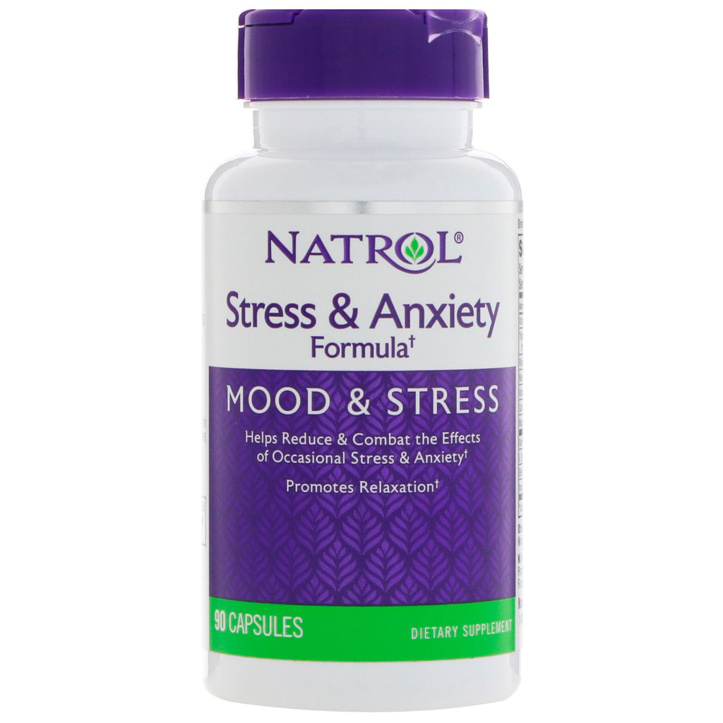 Natrol, stress- en angstformule, stemming en stress, 90 capsules