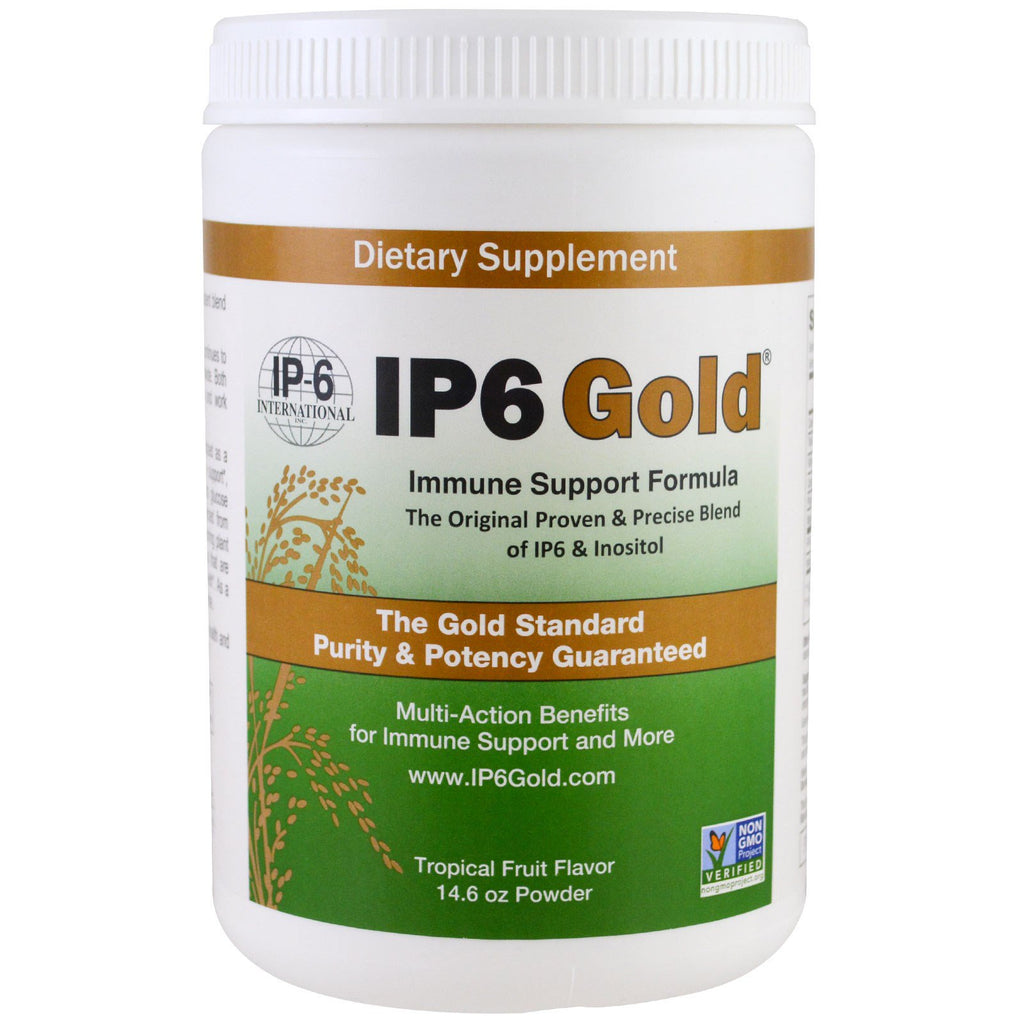 IP-6 International, IP6 guld, immunstödsformel, tropisk fruktsmak, 14,6 oz pulver
