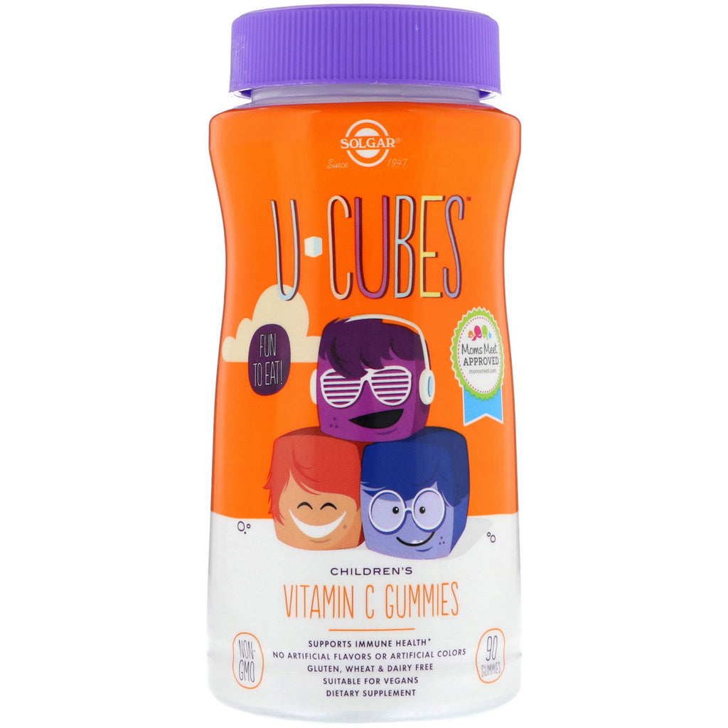 Solgar, U-Cubes, Vitamin-C-Fruchtgummis für Kinder, Orange und Erdbeere, 90 Fruchtgummis